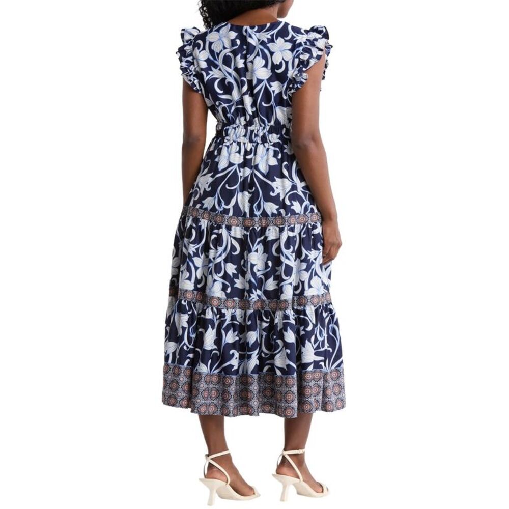 Anne Klein Womens Plus Size Mixed-Print Tiered Midi Dress 3X Mountain Multi NWT - Picture 2 of 3
